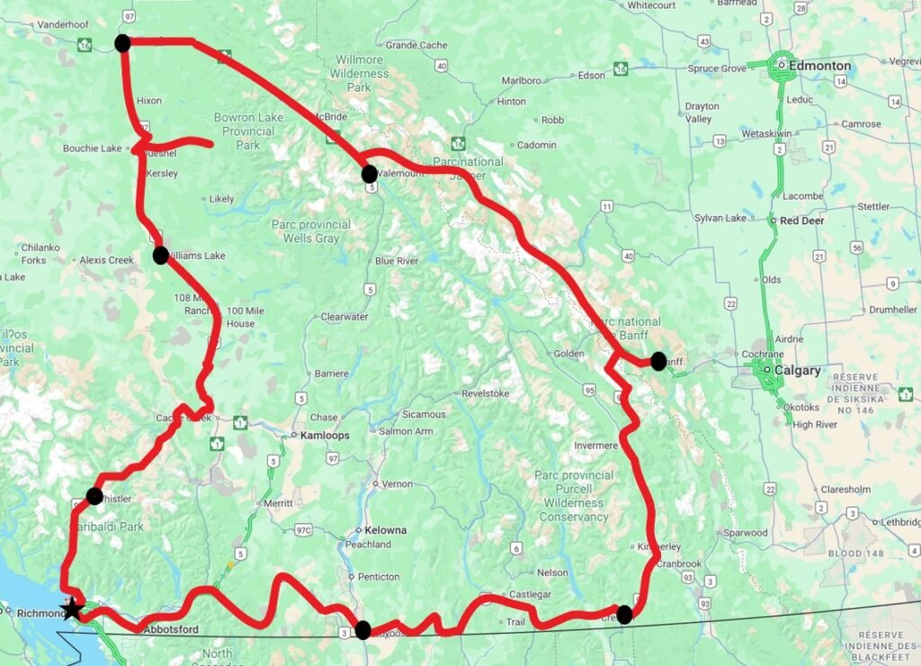 Illustration du voyage Canada à moto