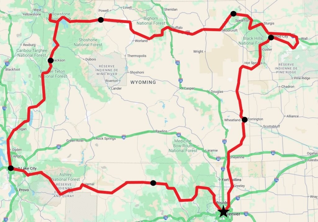 Illustration du voyage Yellowstone à moto